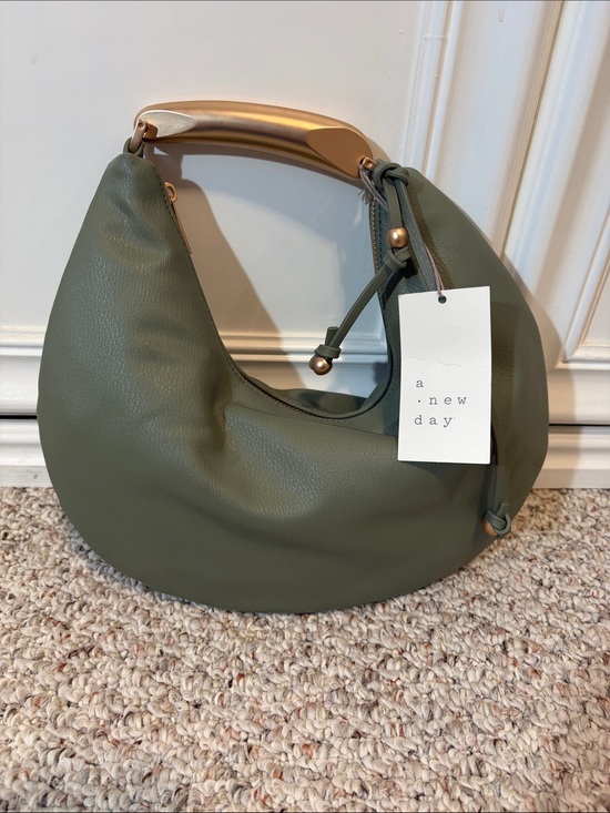 a new day Handbags - a new day Olive Green Hobo Bag with Gold Handle